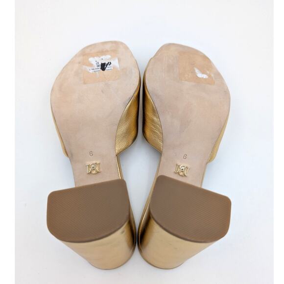 Badgley Mischka Cadence Women's Heeled Slide Sandal Leather Gold Size US9 EU40 - Picture 7 of 11